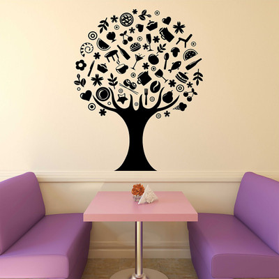 fuzzy 100 cm food type of tree Self Adhesive Sticker(Pack of 1)
