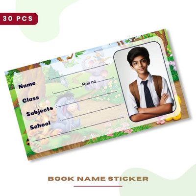 Apnagift 3.6 inch Name Slip Stickers with Your Kids Photo 30 Customized Label Stickers Removable Sticker(Pack of 30)