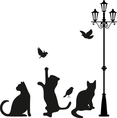 god & god's 27 cm Birds & Cats Self Adhesive Sticker(Pack of 1)
