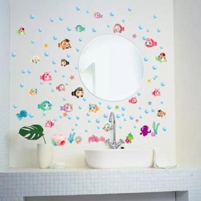 JAAMSO ROYALS 100 cm Cartoon Bubble Fish Wallsticker Bedroom Waterproof sticker Removable Sticker(Pack of 1)