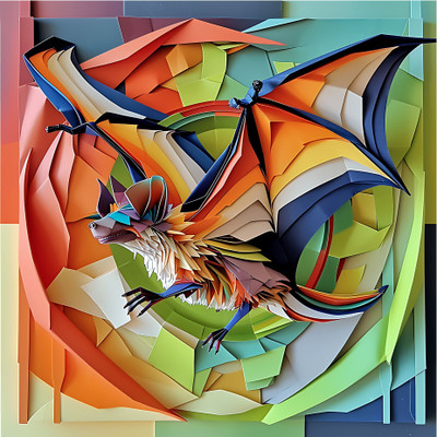 SoFFXia 18 inch Mexican_Free-Tailed_Ba_Origami 3D Animals Decorative Wall Sticker for Home Self Adhesive Sticker(Pack of 1)