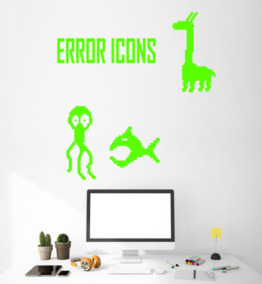 SnappyVinyl 27 cm Gamer Video Game Error Icons Self Adhesive Sticker(Pack of 1)