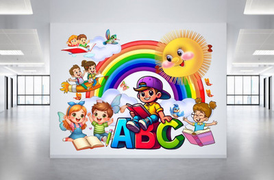 RUHIDECOR 1 inch RD699 School Child Fun Kids Education Play Ground Wall Sticker Self Adhesive Sticker(Pack of 1)
