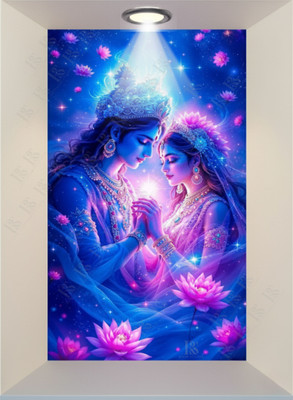 Radhe 61 cm Radha Krishna Eternal Love 3D Wall Poster Light Self Adhesive Sticker(Pack of 1)