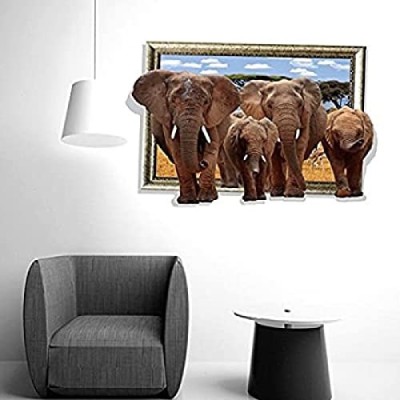 JAAMSO ROYALS 120 cm 3D Animal Elephant Wall Sticker for Kids Rooms Wall Decals Self Adhesive Sticker(Pack of 1)