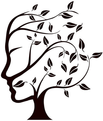 Vijaya enterprises 58 cm Black leaves face wall sticker for Home sticker size (48x58 cm ) Self Adhesive Sticker(Pack of 1)