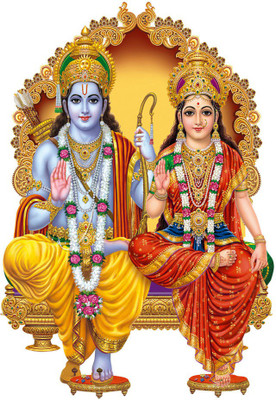 Masstone 55 cm Lord Shree Ram and Sitaji Religious God Wall Sticker Self Adhesive Sticker(Pack of 1)