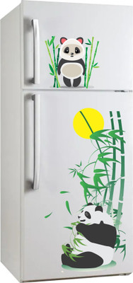 SR ENTERPRISE 101 cm panda with bamboo refrigerator design(36x101) Self Adhesive Sticker(Pack of 1)