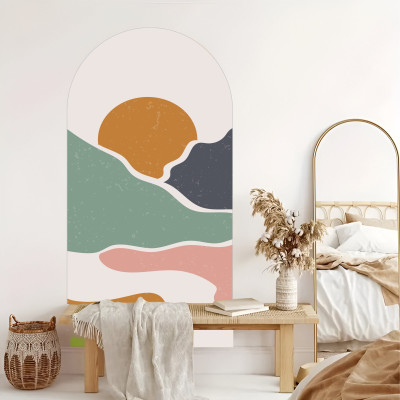S3DESIGN 37 cm Boho Mountain Landscapes Self Adhesive Sticker(Pack of 1)