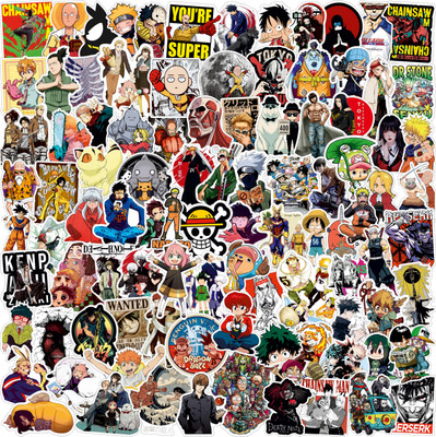 Junkyard 5 cm Vinyl Anime Stickers for laptop naruto one piece jujutsu goku chainsaw man Self Adhesive Sticker(Pack of 100)