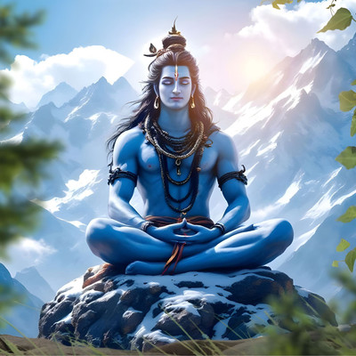 YMGRAPHICS 45 cm Lord Shiva Wall Sticker For Home Decoration PVC Vinly Multicolor Self Adhesive Sticker(Pack of 1)