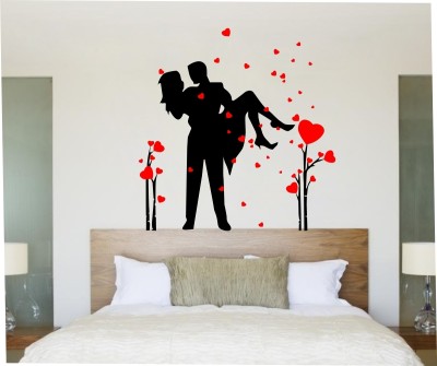 The Decor house 1 cm Romantic Couple Wall Sticker For Living Room, Bedroom, (TOP06) Self Adhesive Sticker(Pack of 1)