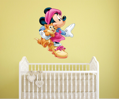 LANSTICK 45 cm Micky mouse and butterfly wallsticker Self Adhesive Sticker(Pack of 1)
