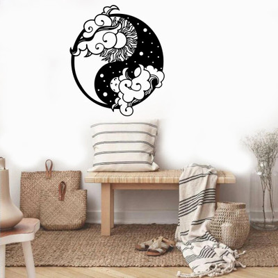 SnappyVinyl 30 cm Clouds Sun Moon Self Adhesive Sticker(Pack of 1)