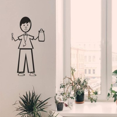 Xskin 29 cm Dad Stick Figure11 Wall Decals Easy to Apply Self Adhesive Sticker(Pack of 1)