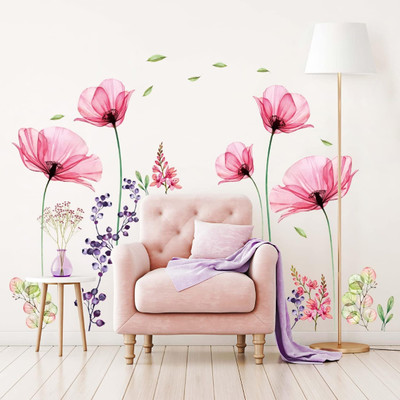 CreativeEdge 60 cm Watercolor Decorative floral Butterfly Wall Stickers Self Adhesive Sticker(Pack of 1)