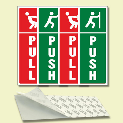 OMAXX INDIA 6 inch Push Pull Door Sticker | Vinyl Signage for Commercial, Office and Public Doors Self Adhesive Sticker(Pack of 2)