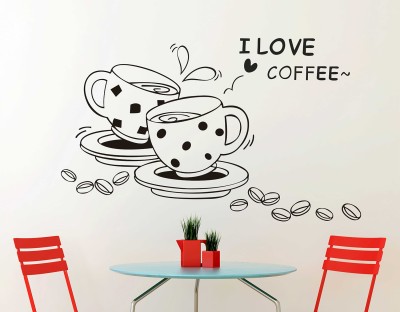 HAPPYSTICKY 70 cm Love Coffee Self Adhesive Sticker(Pack of 1)