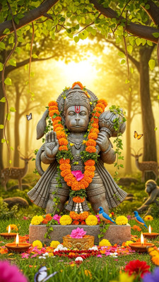 swaroopa 16.5 inch Hanuman Ji sticker Self Adhesive Sticker(Pack of 1)