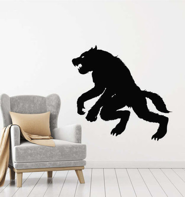 SnappyVinyl 33 cm Werewolf Silhouette Wolf Fantasy Self Adhesive Sticker(Pack of 1)