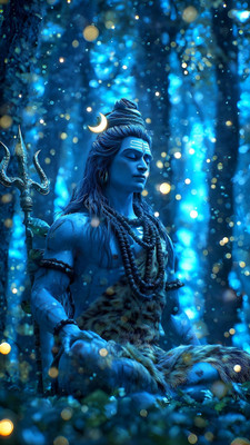 swaroopa 16.5 inch Shiv Shankar Sticker Self Adhesive Sticker(Pack of 1)