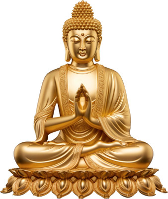 CreativeEdge 61 cm Golden 3D buddha Statue Self Adhesive Sticker(Pack of 1)