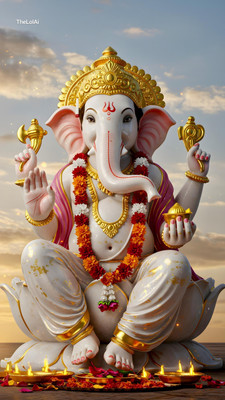 swaroopa 16.5 inch Shri Ganesha sticker Self Adhesive Sticker(Pack of 1)