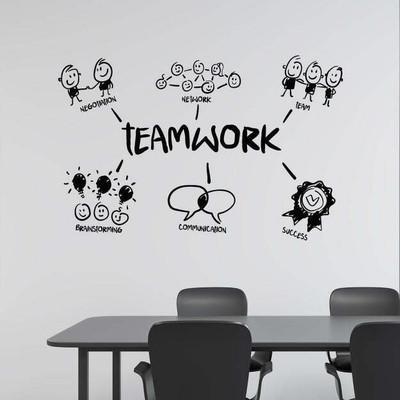 SnappyVinyl 33 cm Network Brainstorming Teamwork Self Adhesive Sticker(Pack of 1)