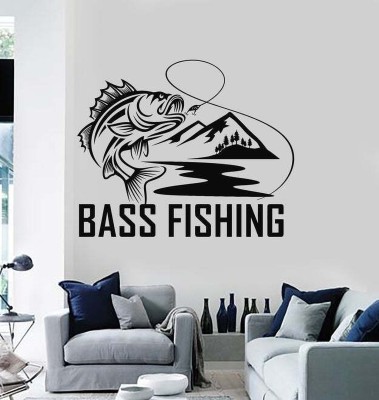 SnappyVinyl 33 cm l Bass Fishing Hunting Hobby Catch Fish Self Adhesive Sticker(Pack of 1)