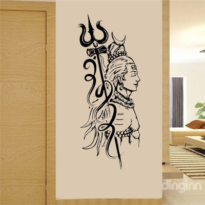 SnappyVinyl 30 cm Shiva Bhole Baba Wall Self Adhesive Sticker(Pack of 1)
