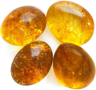 Swara Agate Yellow Natural Citrine Tumble Stone for Reiki Healing Stones For Wealth Regular Asymmetrical Crystal Stone(Gold 1 Pieces)