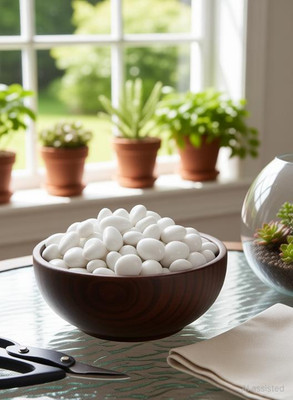 HH ENTERPRISES 500 gm White Polished Pebble Stone For Terrarium, Succulents, Garden Pots Polished Asymmetrical Quartz Pebbles(White 500 g)