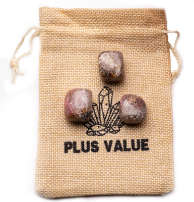 Plus Value rhodonite-tumbled-50gm-jute-bag Regular Square Crystal Pebbles(Multicolor 50 g)