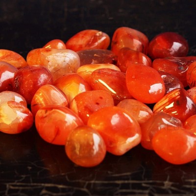 Green Plant indoor OrangeOnyx1004 Polished Round Marble Stone(Orange 250 g)