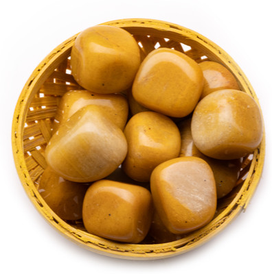 Plus Value Yellow Aventurine Pebbles 200gm in Basket Regular Asymmetrical Crystal, Quartz Pebbles(Yellow 200 g)
