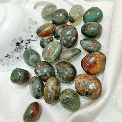 TREEMAISON BLOODSTONE-TUMBLE-50GRAM Regular Round Crystal Stone(Multicolor 50 g)
