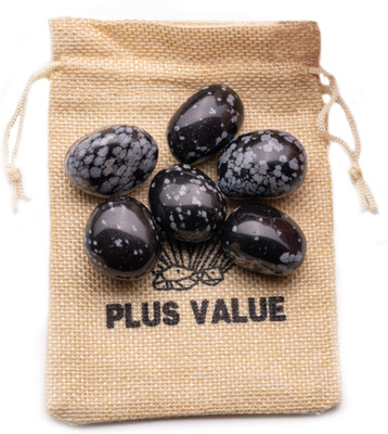 Plus Value Snowflake Obsidian Tumble Pebble Stone 100grams Regular Asymmetrical Crystal, Quartz Pebbles(Black, Grey 100 g)