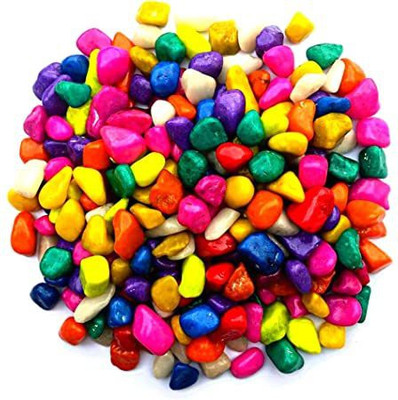 BHARGO 1Kg Multi-Color Mixed Decorative Stones & Pebbles Colour| Polished Asymmetrical Marble Pebbles(Multicolor 1 kg)