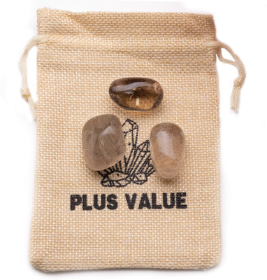 Plus Value smokey-smoky-quartz-tumbled-50gram-jute-bag Regular Asymmetrical Crystal Pebbles(Black 50 g)