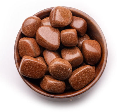 Plus Value goldstone-tumbled-wooden-bowl Regular Asymmetrical Crystal Pebbles(Brown 300 g)
