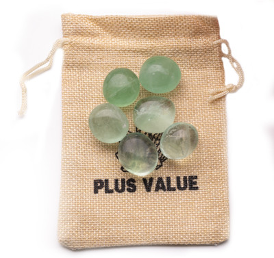 Plus Value Green Fluorite Tumbled Stone Pebbles 100gm Jute Bag Regular Asymmetrical Crystal, Quartz Pebbles(Green 100 g)