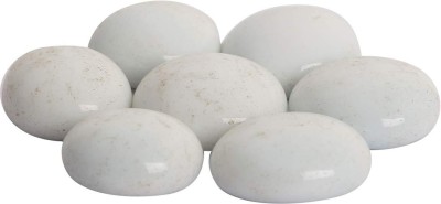 JANMESH ENTERPRISES Glass Decorative Pebbles Stones for Outdoor Garden Aquarium and Vase Fillers Polished Round Marble Pebbles(White 1000 g)
