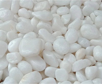 AFAST Decorative polished asymmetrical white marble pebbles Polished Asymmetrical Marble Pebbles(White 500 g)