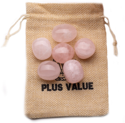 Plus Value Premium Natural Rose Quartz Tumbled Pebbles 100grams in Jute Bag Regular Asymmetrical Crystal Pebbles(Pink 100 g)
