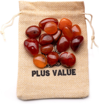 Plus Value Natural Carnelian Tumbled Pebbles Stone 100gm in Jute Bag Regular Asymmetrical Crystal Pebbles(Red 100 g)