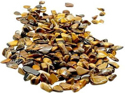 DIVINE CRYSTAL TREASURES Natural Pure Tiger Eye Chips for Healing Meditation Engraved Round Crystal Pebbles(Multicolor 100 g)