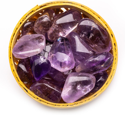 Plus Value ametrine-tumbled-basket Regular Asymmetrical Crystal Pebbles(Purple 200 g)