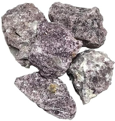 DIVINE CRYSTAL TREASURES Natural Healing crystal Lepidolite Raw Rough Stones Engraved Round Crystal Stone(Grey 200 g)
