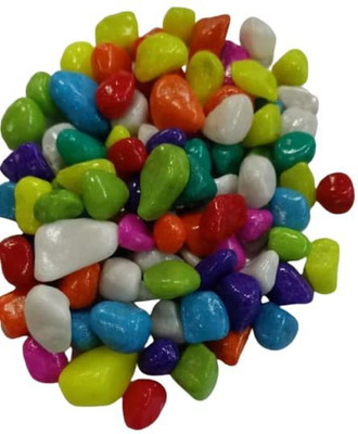 Green Plant indoor multistone475g Polished Round Marble Pebbles(Multicolor 40 Pieces)