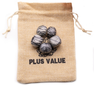 Plus Value picasso-jasper-tumbled-50gm-jute-bag Regular Asymmetrical Crystal Pebbles(Black, White 50 g)